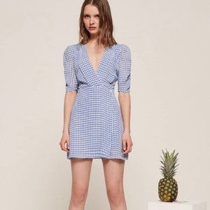 Reformation Lorena Gingham Wrap Mini Dress